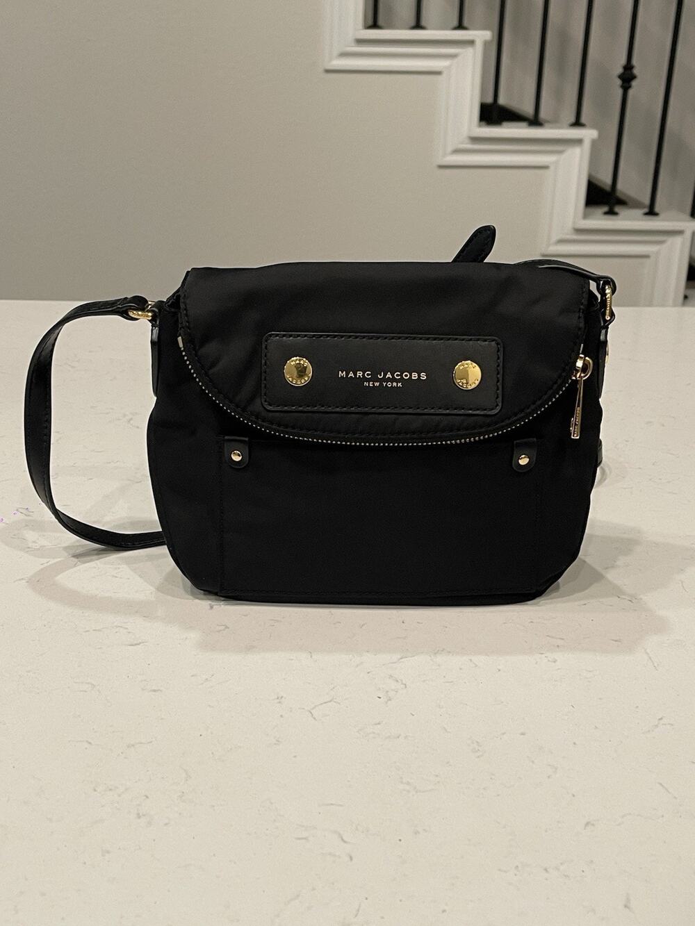 MARC JACOBS Shoulder Bag Nylon Black Womens Adjustable Strap Pockets